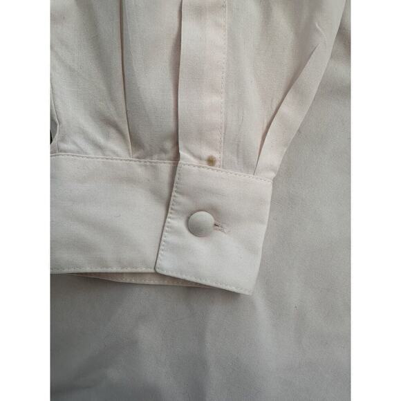 Vintage Womens Pink Tuxedo Pleated Pintuck Embroidered Button Up Blouse Sz Large - Picture 10 of 14